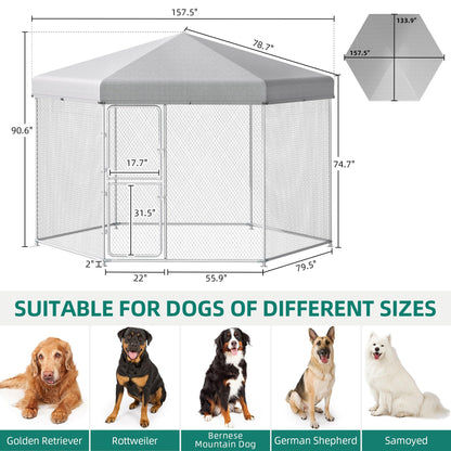 YITAHOME Extra Large Outdoor Dog Kennel for Yard, 13.1×11.2×7.6FT Heavy Duty Pet Pens House Dog Run Enclosure w UV-Resistant Waterproof Roof Cover & Lock, Playpen Fence Outdoor for Medium Large Dogs