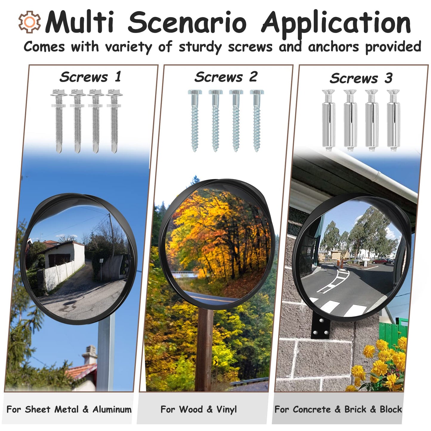 Hydencamm Convex Safety Mirror 𝟮𝟰" 𝗔𝗿𝗰𝘆𝗹𝗶𝗰 𝗗𝗿𝗶𝘃𝗲𝘄𝗮𝘆 𝗠𝗶𝗿𝗿𝗼𝗿, Outdoor Security Mirror Extends View with Adjustable for Bracket, Warehouse, Parking, Garage, Office, Home, Factory