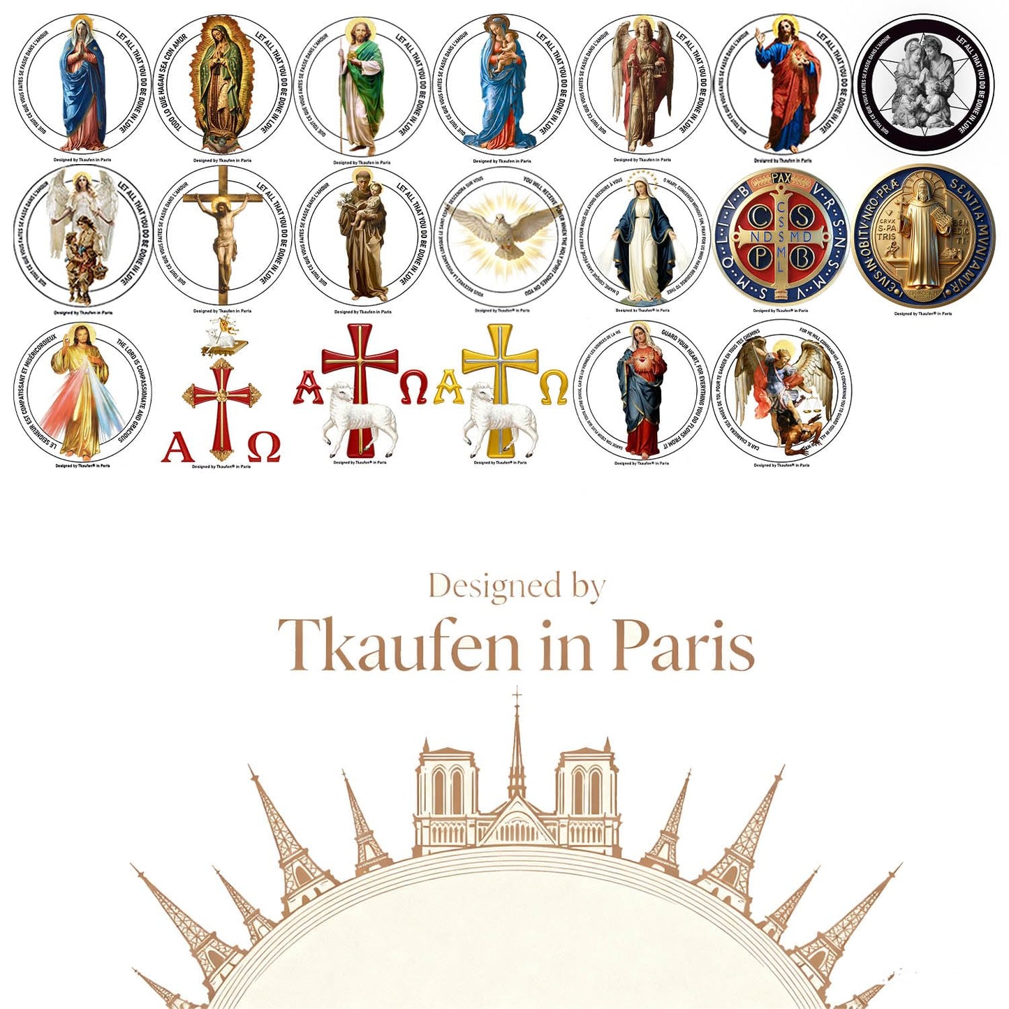 Tkaufen Saint Archangel Michael Candle 50 Hours with Warmer Ring│Hand-Poured Soy Wax│Protection from Terror, Evil Banishing, Spiritual Warrior, Energetic Cleansing, Defender│Design in Paris│3“×3.6”