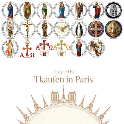 Tkaufen Saint Archangel Michael Candle 50 Hours with Warmer Ring│Hand-Poured Soy Wax│Protection from Terror, Evil Banishing, Spiritual Warrior, Energetic Cleansing, Defender│Design in Paris│3“×3.6”