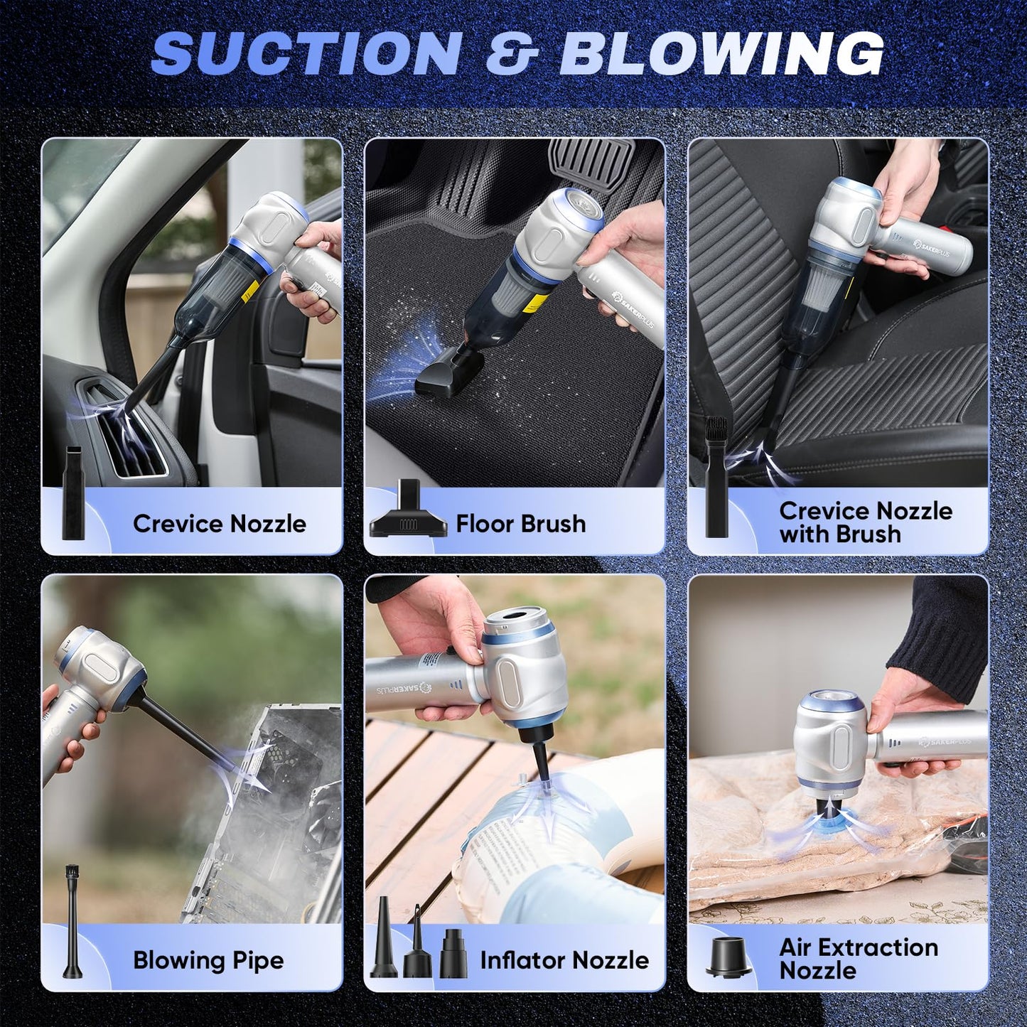 SakerPlus Telescopic Camping Lantern & SW107 Car Vacuum Portable