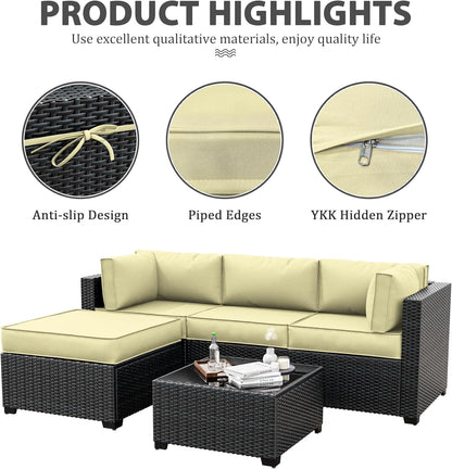 Regine Switzerland Outdoor Patio Furniture Cushion Covers - Waterproof & Fade-Resistant | 9-Piece Set