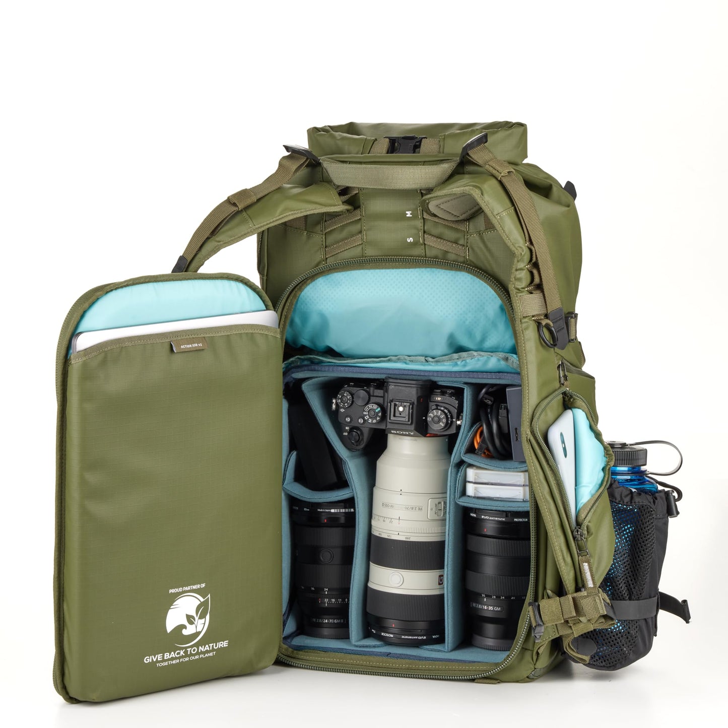 Shimoda Action X30 v2 Backpack, Outdoor Photography Adventure Pack for mirrorless and DSLR cameras, w/Modular Core Unit Compatibility, Expandable Rolltop, 16" Laptop Sleeve, Army Green