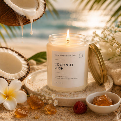 Coconut Lush Scented Candle | Inspired by VS Coconut Passion | 7oz Soy Wax Long Lasting Scented Candle for Women | Gift for Women Sensual Warm and Cozy Fragrance