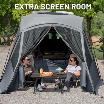 TIMBER RIDGE 5-9 Person SUV Tent with Screen Porch and Awning for Family Camping, Weather Resistant and Portable Van or Car Tent, Includes Rainfly and Storage Bag, 13' W X 10' L X 7.1' H, Grey