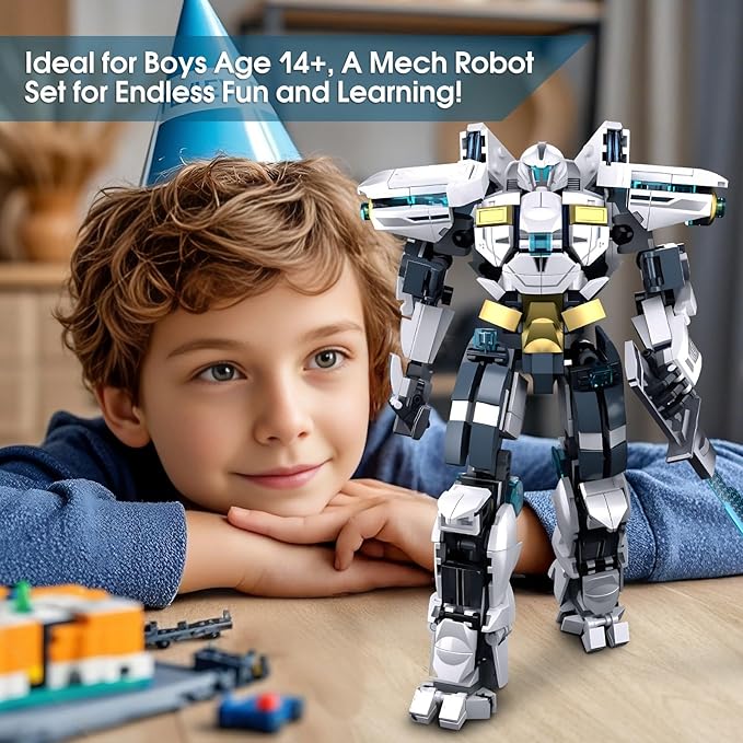 Mech Robot Building Sets Easter 561 PCS Transforming Mecha Robot Model Kit Creative Building Display Gift Christmas Birthday Ages 14+
