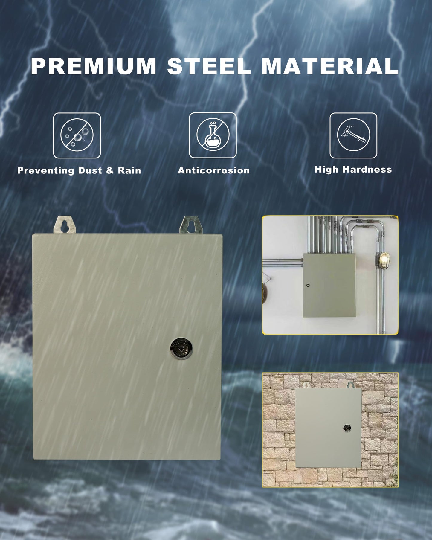Waterproof Electrical Enclosure 20 x 20 x 6'', Outdoor Electrical Box Weatherproof, Electrical Junction Box with Reinforced Lock