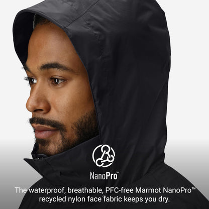 MARMOT Men's PreCip Eco Lightweight & Waterproof Rain Jacket, Black - Latest Collection, X-Large
