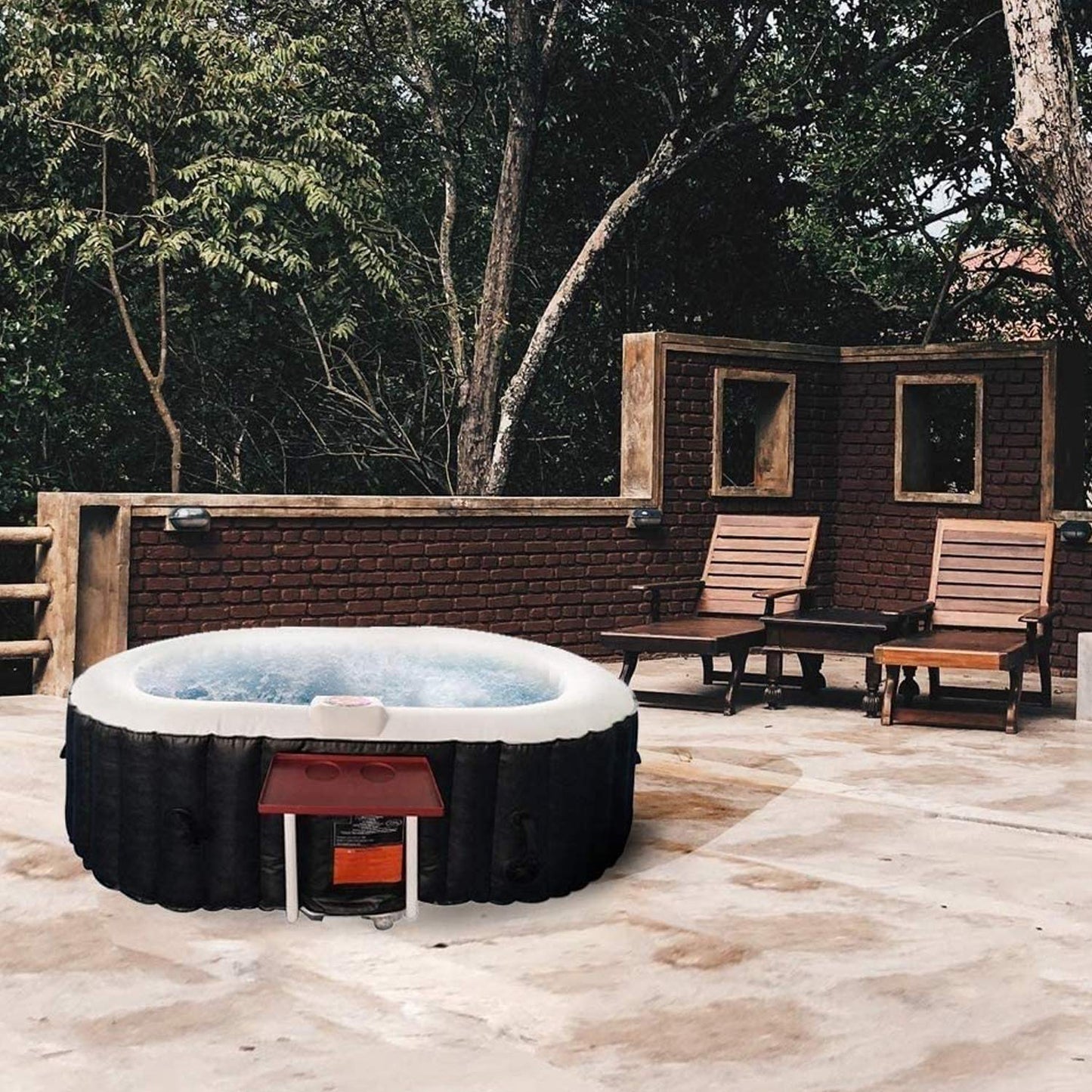ALEKO Inflatable Hot Tub Spa | Personal High Powered Jetted Bubble | 145 Gallon | Black and White