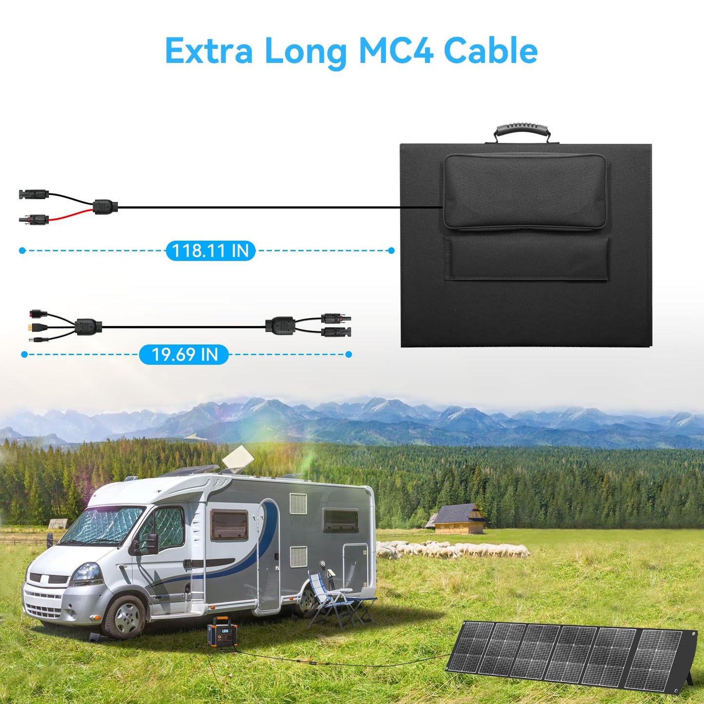 Ecosonique 300W Portable Solar Panel for Most Power Stations, Foldable & Lightweight Solar Suitcase with Kickstands, 40V MC4 & Multi-Output for Solar Generators, RVs, Camping, and Outdoor Use