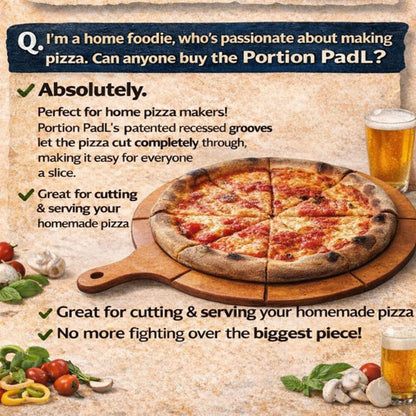 Portion PadL Single-Side Equal Slice Guide - 23” Diameter PadL for 20” Pizza, 6-Slice Portions - Pizza Cutting Board - 1/4” Thick NSF Composite - Ensures Accuracy, Consistency & Reduces Waste - USA
