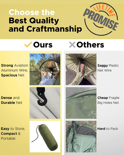 ADVOKAIR Camping Hammock with Mosquito Net and Rain Fly, Up to 500lbs, Ultralight and Portable Nylon Travel Hanging Hammock with Tree Straps, Perfect for Outside, Backpacking, Hiking and Backyard