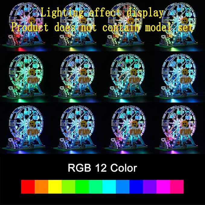 LED Light Kit (Remote Control) Compatible with Lego Ferris Wheel - Lighting Set for Creator 31119 (Model Set Not Included)