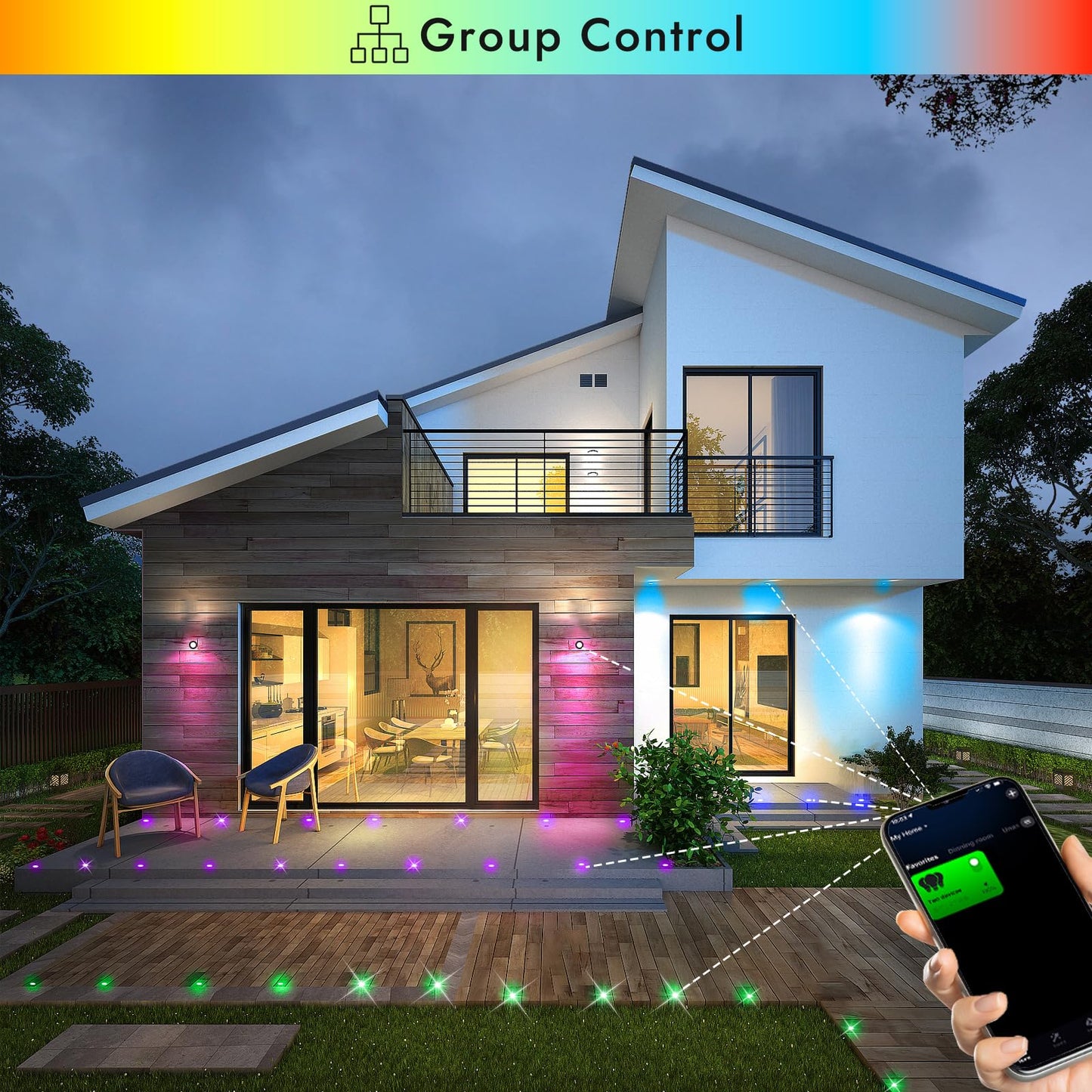 FVTLED WiFi LED Deck Lights Kit, 20 Pack D35 RGB Low Voltage LED Stair Step Light Outdoor IP65 Waterproof Recessed Deck Lighting, Compatible with Alexa Google Home, Bronze