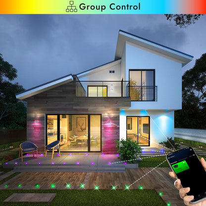 FVTLED WiFi LED Deck Lights Kit, 20 Pack D35 RGB Low Voltage LED Stair Step Light Outdoor IP65 Waterproof Recessed Deck Lighting, Compatible with Alexa Google Home, Bronze