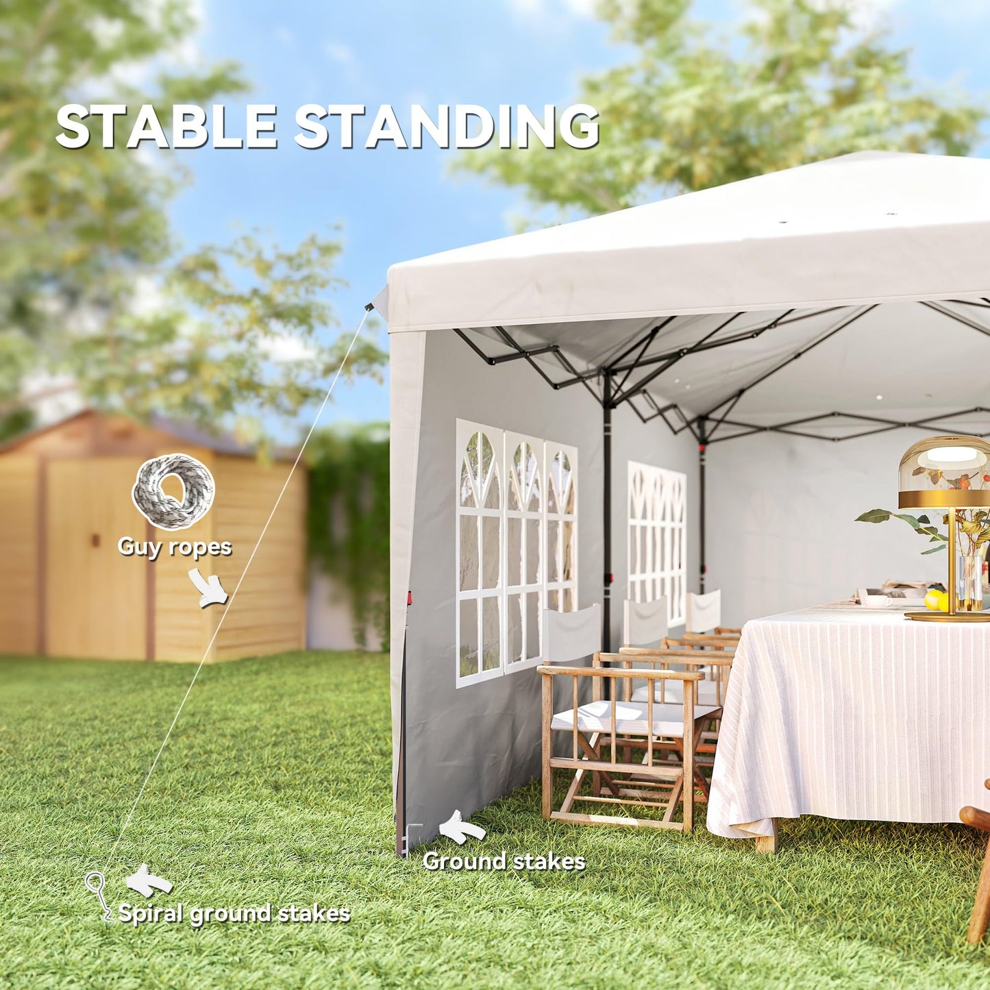 Outsunny 10' x 20' Pop Up Canopy Tent with 4 Sidewalls, Outdoor Portable Instant Canopy Shelter for Parties, Outdoor Instant Gazebo with Carry Bag for Garden, Patio, White