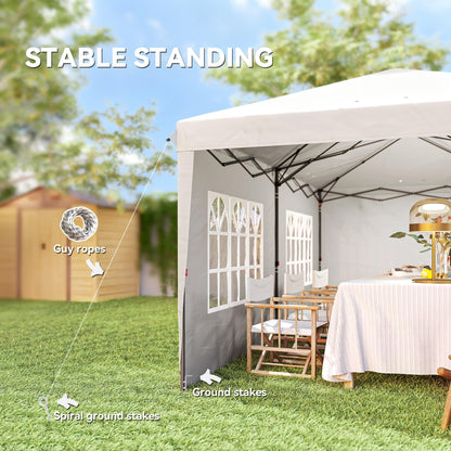 Outsunny 10' x 20' Pop Up Canopy Tent with 4 Sidewalls, Outdoor Portable Instant Canopy Shelter for Parties, Outdoor Instant Gazebo with Carry Bag for Garden, Patio, White