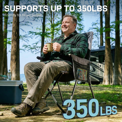 EVER ADVANCED Reclining Camping Chairs for Adult Lightweight, Folding Recliner Chair with Adjustable Back, 4-Level Lounge Chairs, Portable Lawn Chairs for Patio Balcony, Supports 350lbs Grey