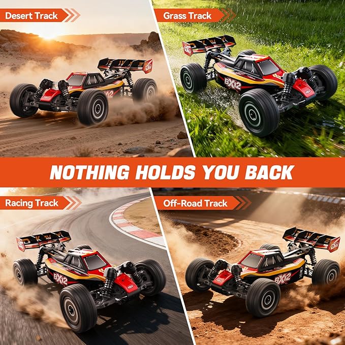 1/12 Brushless RC Cars for AdultsRemote Control Car for Fast Max 42 MPH 4X4 High Speed Racing RC Buggy with 3S 2200 mAh BatteryFast Off-Road RC Truck Suitable as Giftfor Beginner-Orange Green
