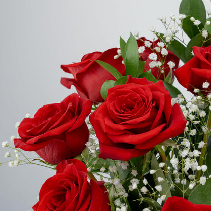 Benchmark Bouquets - 12 Stem Red Roses (Glass Vase Included) - Fresh Flowers for Next Day Delivery - Gift for Birthday, Anniversary, Get Well, Sympathy, Congratulations, Valentine's Day
