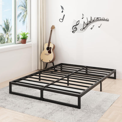 Lutown-Teen 9 Inch Queen Size Bed Frame Heavy Duty Steel Slat Support Metal Platform Queen Bed Frame No Box Spring Needed, Easy Assembly, Black
