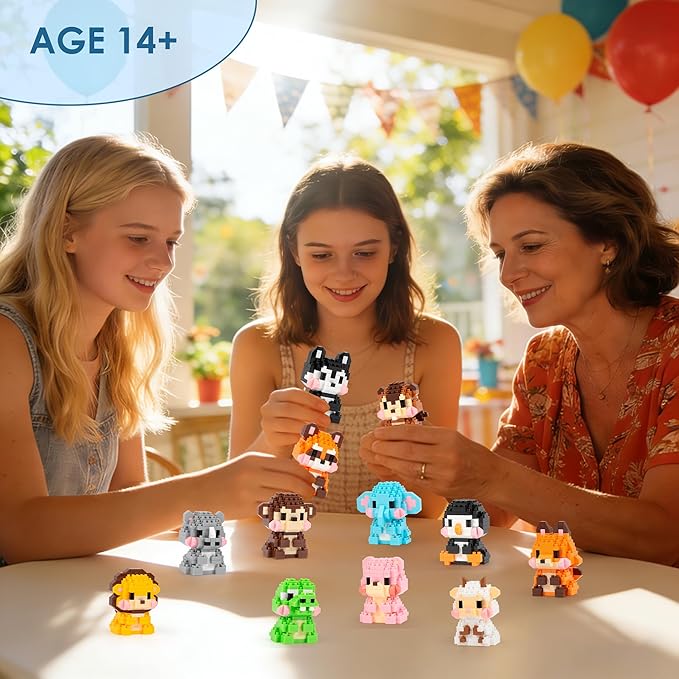 HIGH GODO Animal Party Favors Building Blocks 12 Pack Mini Animals Building Set Goodie Bag Stuffers Classroom Small Prize Toys Gifts for Adults Teens Age 14+