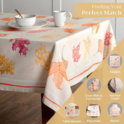 Maison d' Hermine Table Cloth Rectangle Table 100% Cotton 60 x 90 Inches Fall Tablecloth Reusable Everyday Use for Thanksgiving Christmas Decorations Dining Farmhouse Party (Colours of Autumn)