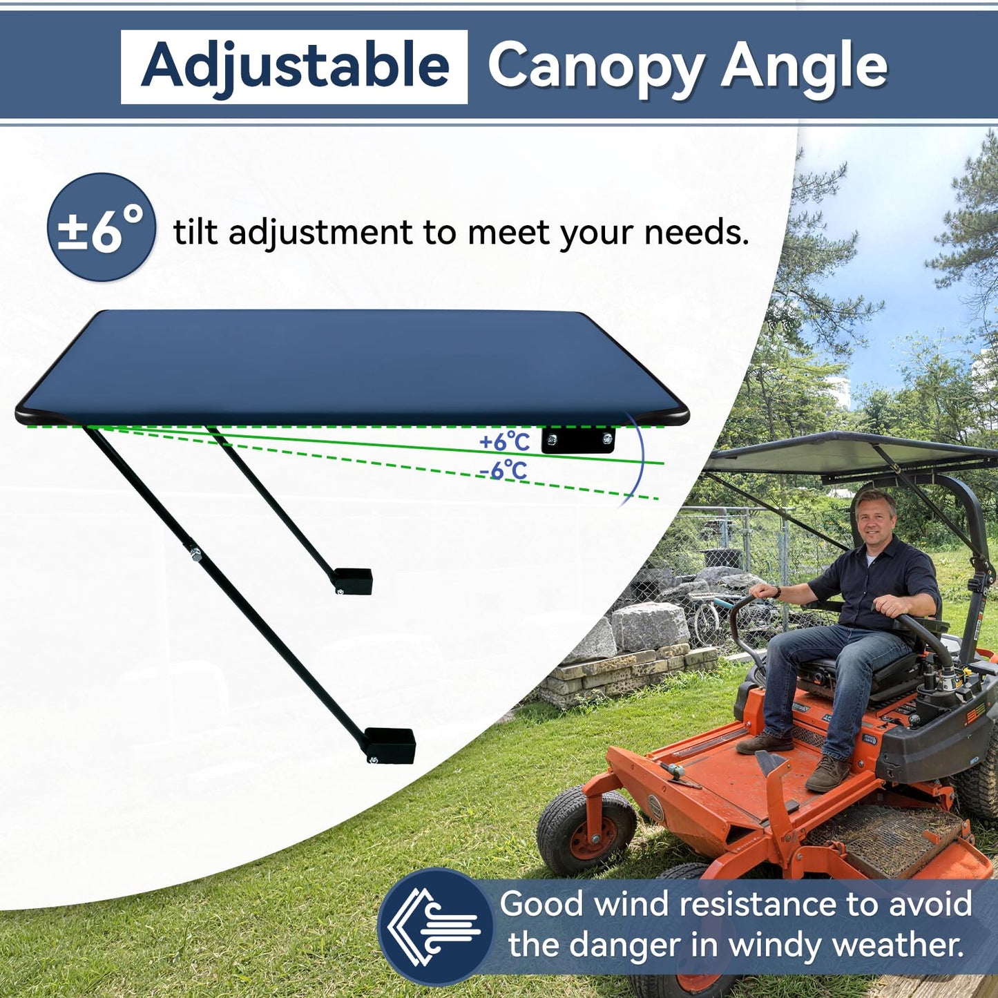 Ajingff Universal Tractor Canopy for ROPS, UV Protection Sunshade Compatible with Compact Tractors, Riding Mowers, Zero Turn Mowers & Lawn Tractors