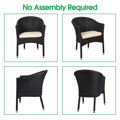 TRY & DO Patio Outdoor Rattan Wicker Dining Chair with Removable Soft Cushion, Indoor Outdoor Rattan Dining Chair for Garden, Balcony, All-Weather Armchair, No Assembly Required, 1 PC(Black)