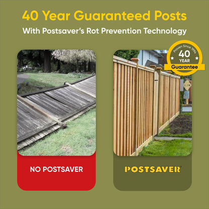 Postsaver Pro-Wrap Large +Plus | Fence & Deck Post Rot Protector | 40-Year Guarantee | Pack of 10 | Fits 5x5” to 6x6" Square and 6” to 7" Round Posts | Dual-Layer Rot Protection