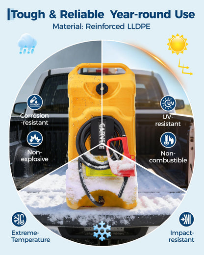 Garvee 16 Gallon Gas Can, Fuel Tank Container with LE Fluid Transfer Manual 10 FT Siphon Pump, Portable Diesel Gas Storage Caddy w/Wheels for Car, ATV, Weeder, Boat, Tractor,Snow Blower,Generator
