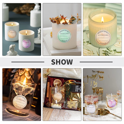 PH PandaHall 2 Inch Candle Stickers, 500pcs Waterproof Scented Candle Labels 4 Colors Handmade Candle Jar Stickers Self Adheisive Candle Labels for Candle Tins, Candle Boxes Packaging