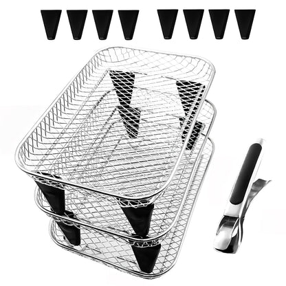 Upgrade 8inch Square Air Fryer Rack,Three Stacktable Dehydrator Rack,Square Air Fryer Accessories,Only Fit for Air fryer which inner size ≥8.7 inch(Square)