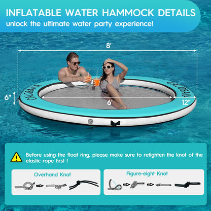 CALOBANA 10ftx6ft Inflatable Floating Dock with and Ramp & 8ft Yellow Water Hammock