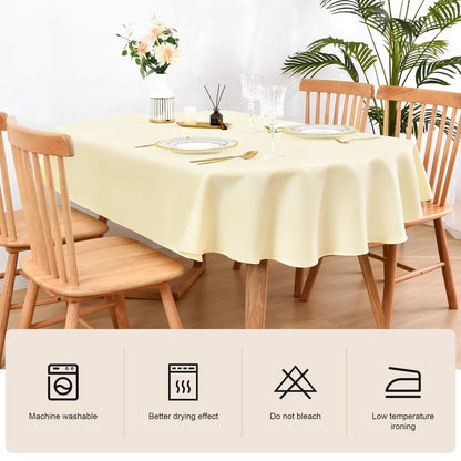 Wolkemer Oval Tablecloth 60 x 102 Inch Washable Fabric Table Cloth Solid Ivory Table Cover for Dining Wedding Party Banquet Tabletop Decoration