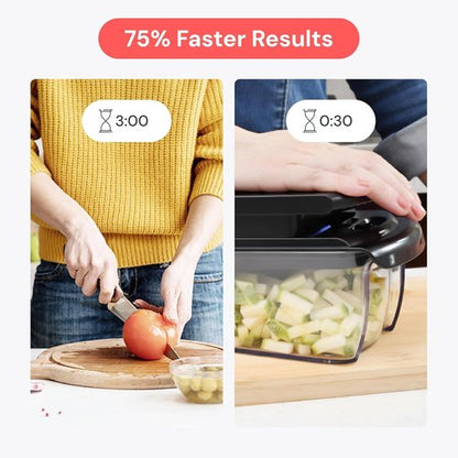 Fullstar Vegetable Chopper & Mandoline Slicer - 8-in-1 Food Chopper with Container & Julienne Slicer, Black