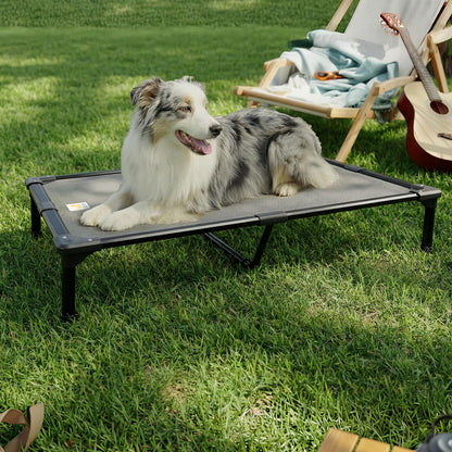 Sytopia 42'' Indestructible Outdoor Elevated Dog Bed for Large Dogs, Chew-Proof Pet Camping Raised Cot with Breathable Mesh - Durable Frame, Cooling Hammock Bed, Non-Slip Feet, Waterproof, Easy Clean