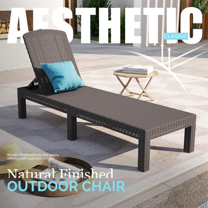 DIMAR GARDEN Beach Chairs Outdoor Chaise Lounge,Resin Pool Lounge Chair Waterproof Recliner,Mocha