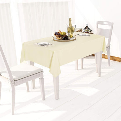 sancua 100% Waterproof Rectangle PVC Tablecloth - 60 x 120 Inch - Oil Proof Spill Proof Vinyl Table Cloth, Wipe Clean Table Cover for Dining Tables, Buffet Parties and Camping, Beige