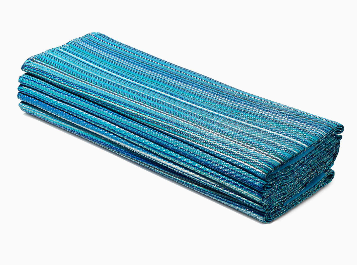 FH Home Outdoor Camping Rug - Waterproof, Fade Resistant, Reversible - Premium Recycled Plastic - Striped - Large Patio, Deck, Sunroom, RV - Havana - Turquoise - 9 x 18 ft Foldable