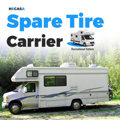 HECASA RV Spare Tire Mount Carrier Fit for 16" 16.5" 19.5" 22.5" 24" RV Wheels 2" Receiver Mount, 10,000 Pounds Capacity, 400 Pounds Tongue Weight Steel Powder Coated Black