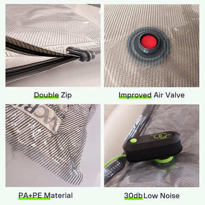 Vacbird Vacuum Bags - Travel Compression Packing Bags with USB Pump | 12 Pack Carry-On Size for Clothes