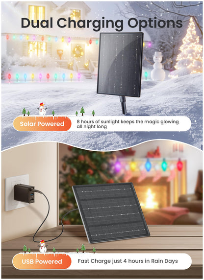 Minetom Solar Christmas Pathway Lights - 32FT 20 LED, 2 Pack, Multicolor Strawberry, Polycarbonate, 8 Modes with Timer