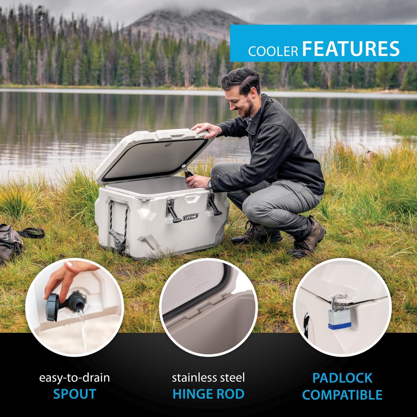 Lifetime 65 Quart Hard Cooler, High Performance Ice Chest