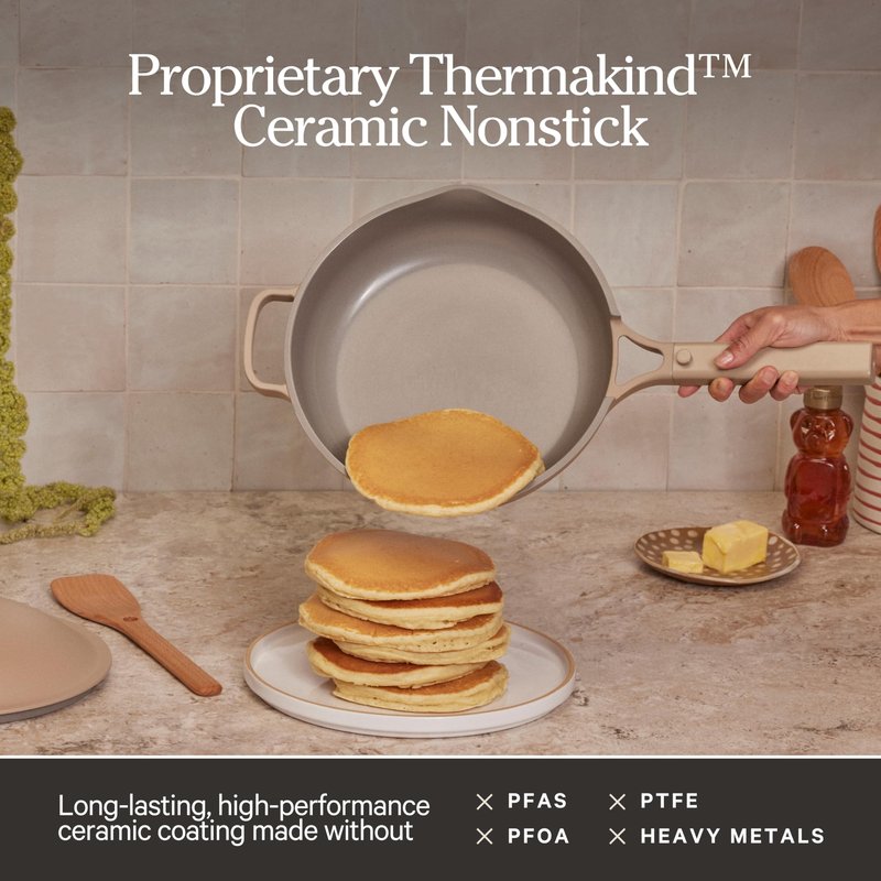 Our Place Mini Always Pan | 8.5" Ceramic Pan with Modular Lid & Beechwood Spatula | Patented 10-in-1 Nonstick, Non-Toxic Cookware Made Without PFAS | Induction & Oven-Safe up to 450°F | Blue Salt