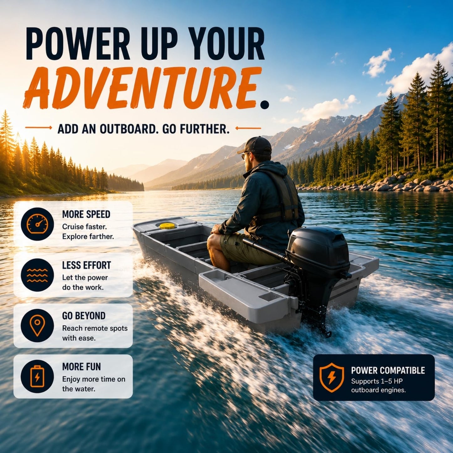 Artigree Fishing Boat, Folding Pontoon Boat, Fits in Car Trunk - Portable Modular Kayak, Seats 2-4, Motor-Ready, Sturdier Than Inflatable Boats - Ideal for Lure Fishing, Paddling Trip (Air, Gray)