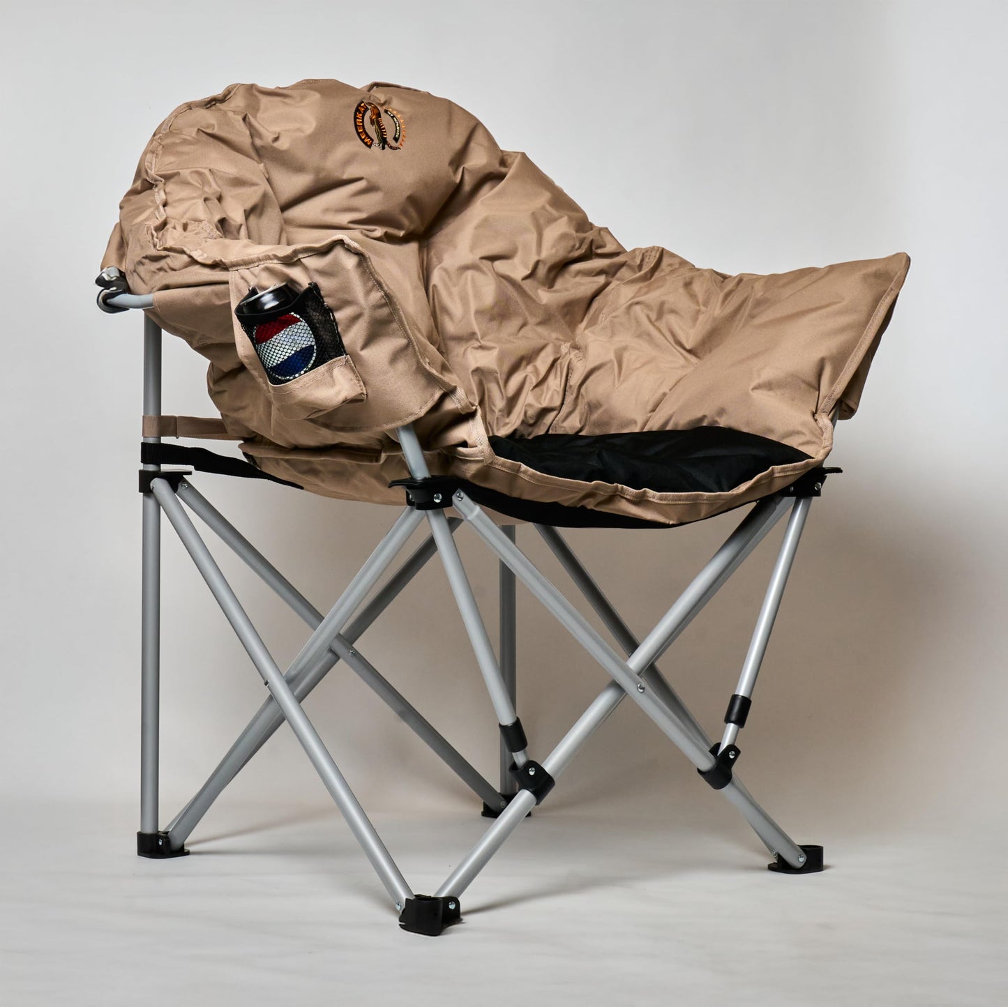 Bushtec King Size Padded Sofa Chair – 440 lbs Capacity, Padded Seating with Cup Holder and Carry Bag, Easy to Fold