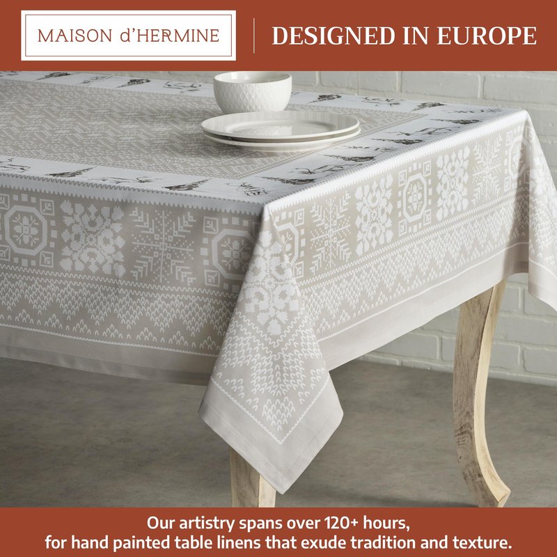 Maison d' Hermine Table Cloth Rectangle Table 100% Cotton 54 x 72 Inches Fall Tablecloth Reusable Everyday Use for Thanksgiving Christmas Decorations Dining Farmhouse Party (Cozy Christmas)