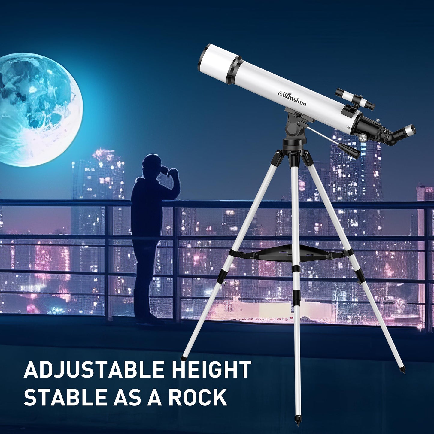 Telescope 80mm Aperture 800mm -Magnification 24-240X, Astronomical Portable Refracting Telescope Fully Multi-Coated High Transmission Coatings AZ Mount with Tripod &Wireless Control & Carrying Bag