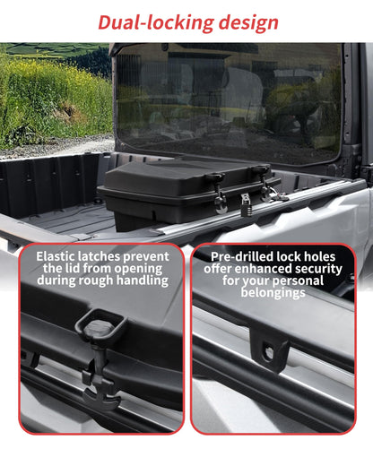 KEWISAUTO Rear Cargo Storage Box for Polaris Ranger XD 1500 Premium/Northstar 2024-2025 Accessories, 22L Double Layer Removable Rear Cargo Storage Box Bin Waterproof Poly Bed Trunk Case